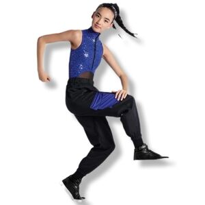 Weissman Women's Adult Large Black & Purple Sequin Hip Hop Dance Costume 15674